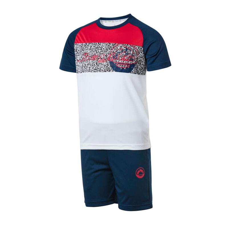 Conjunto de gimnasia transpirable para niño BIDI AZUL-ROJO - BLANCO