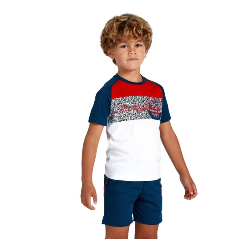 Conjunto de gimnasia transpirable para niño BIDI AZUL-ROJO - BLANCO