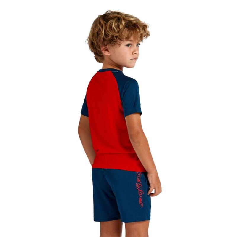 Conjunto de gimnasia transpirable para niño BIDI AZUL-ROJO - BLANCO