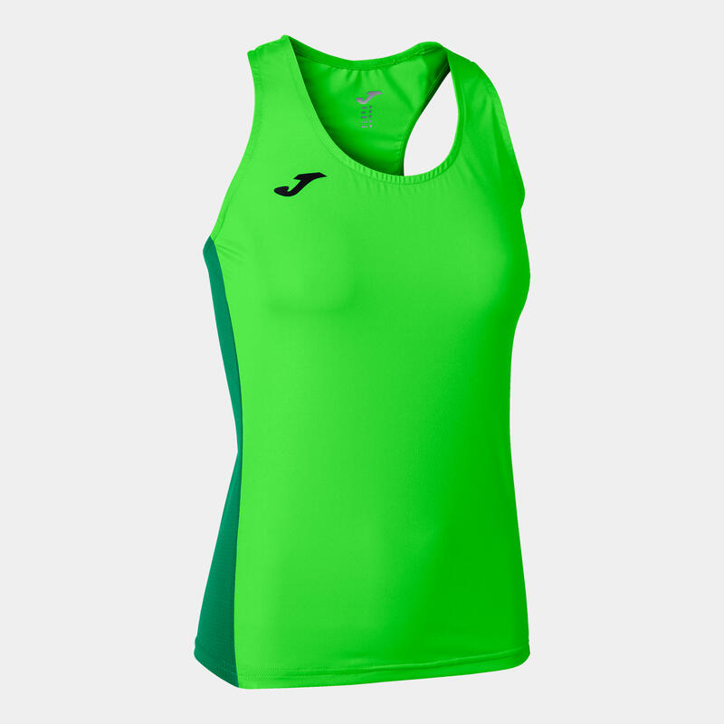 Camiseta tirantes running Mujer R-winner verde flúor