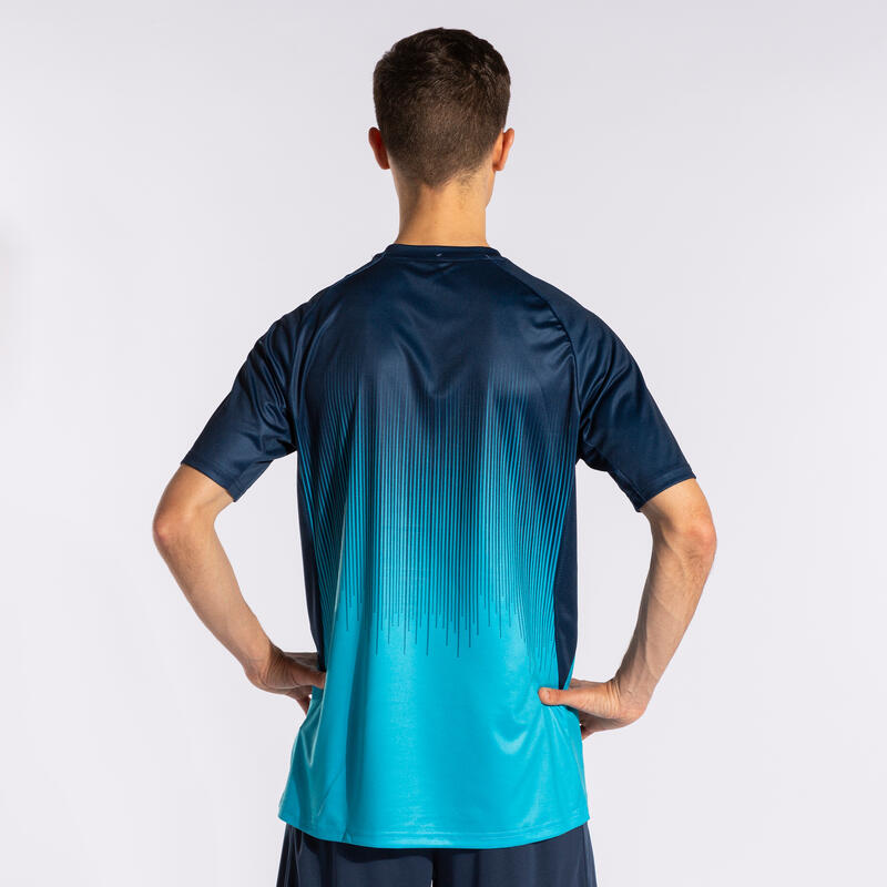 Maillot manches courtes Garçon Joma Tiger iv turquoise fluo bleu marine