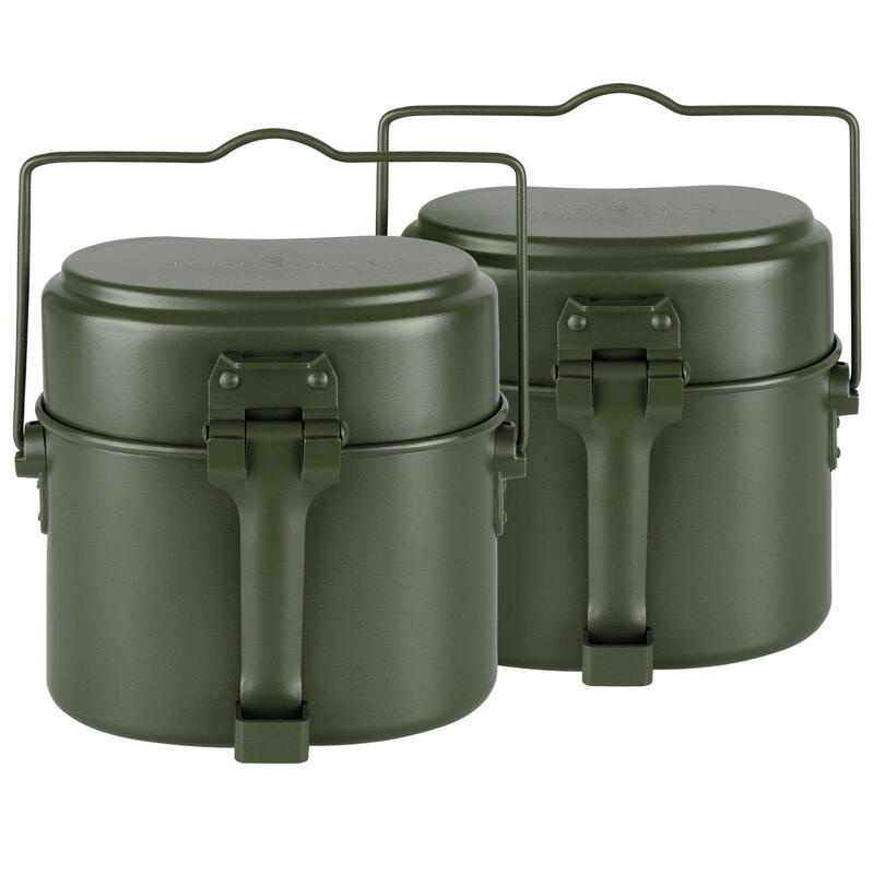 Batterie de cuisine de camping | Casserole, poêle, assiette | Aluminium | 2 Sets