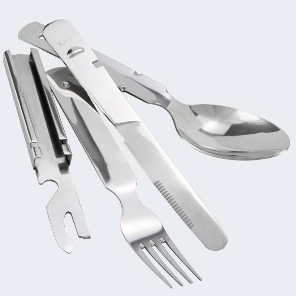 Cubiertos, plato hondo y taza térmica de camping set | Acero inox | 2 personas