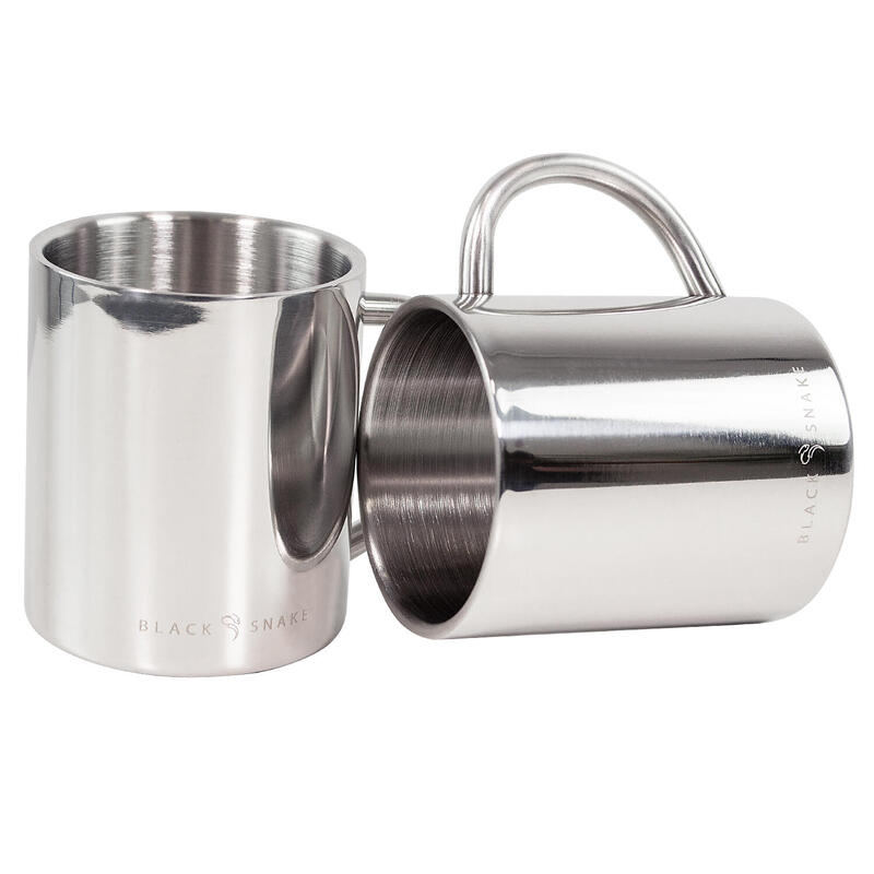 Taza térmica de camping 300 ml | Aislado de doble pared | Acero inox | 2 tazas