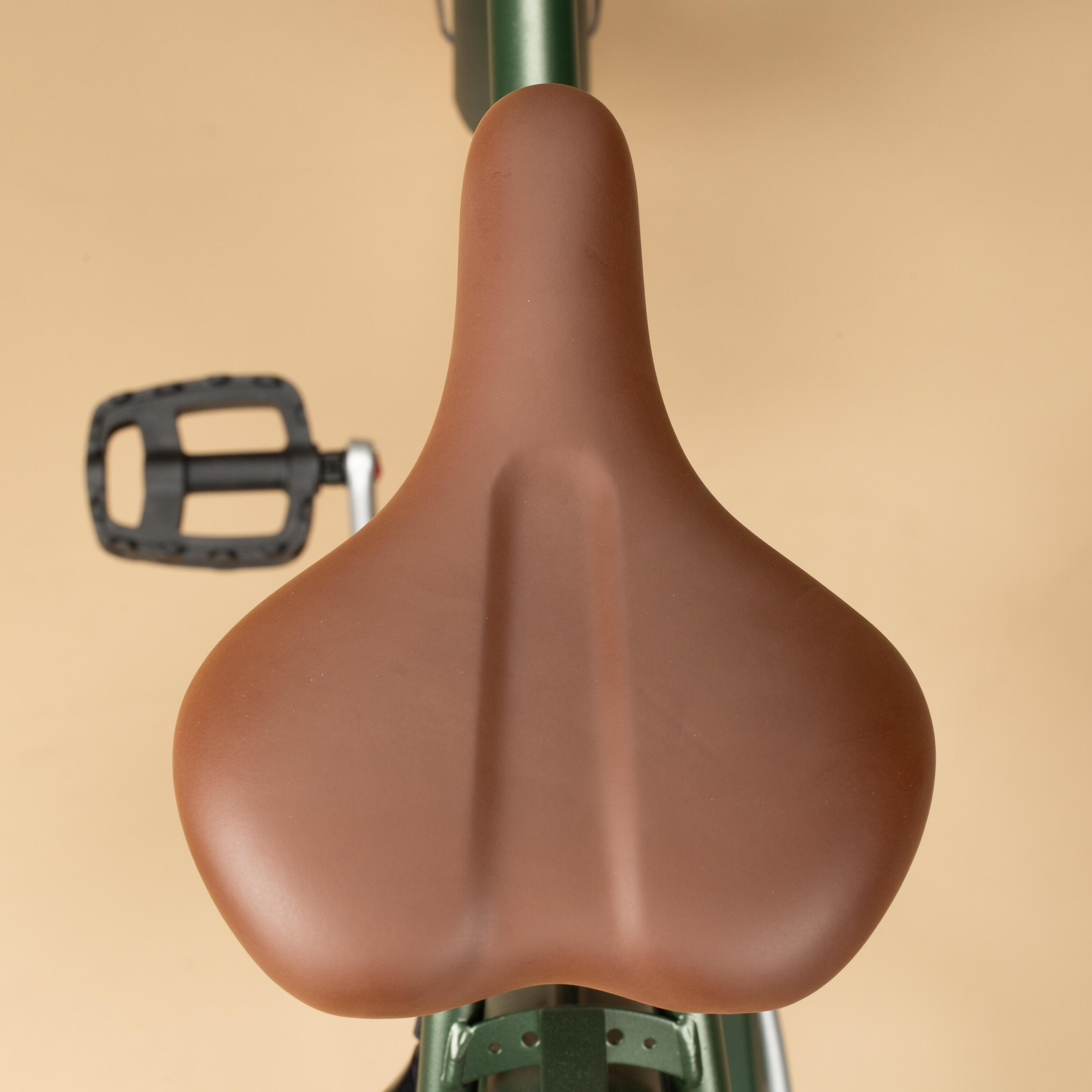 Rower miejski Elops 520 Kaki - Wysoka rama - Doskonały 3/5