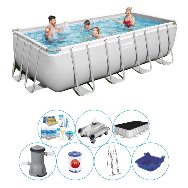 Ensemble de piscine tout en 1 - Bestway Power Steel Rectangulaire 488x244x122 cm