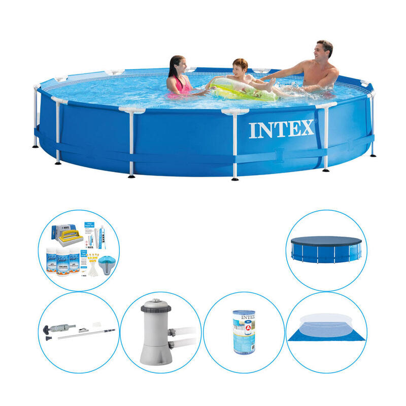 Piscine avec des accessoires - Intex Metal Frame Ronde 366x76 cm