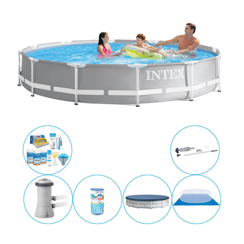 Intex Prism Frame Ronde 366x76 cm - Piscine avec des accessoires