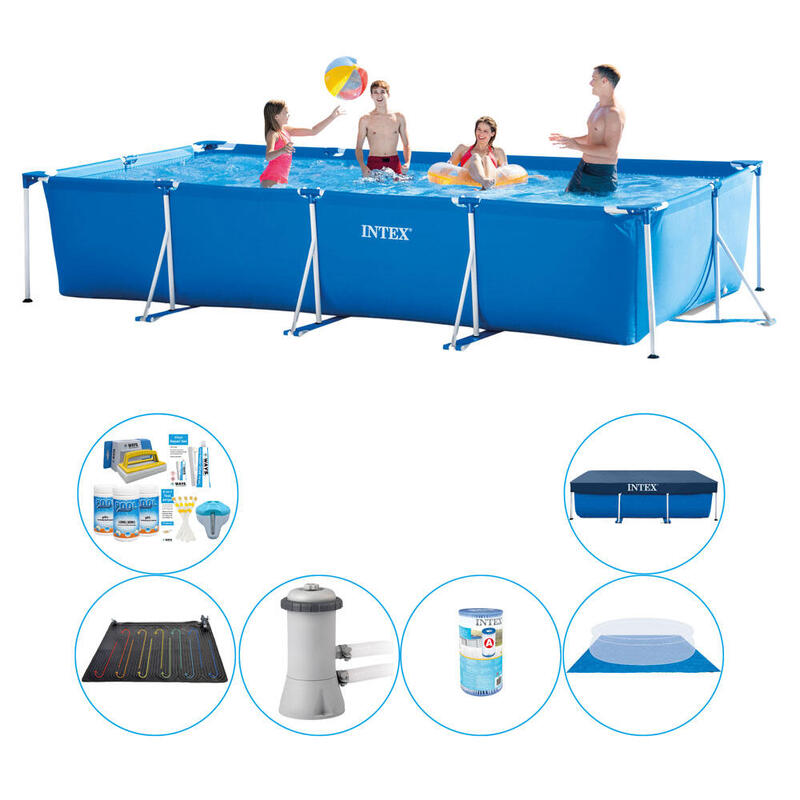 Intex Frame Pool Rectangulaire 450x220x84 cm - Piscine plus des accessoires