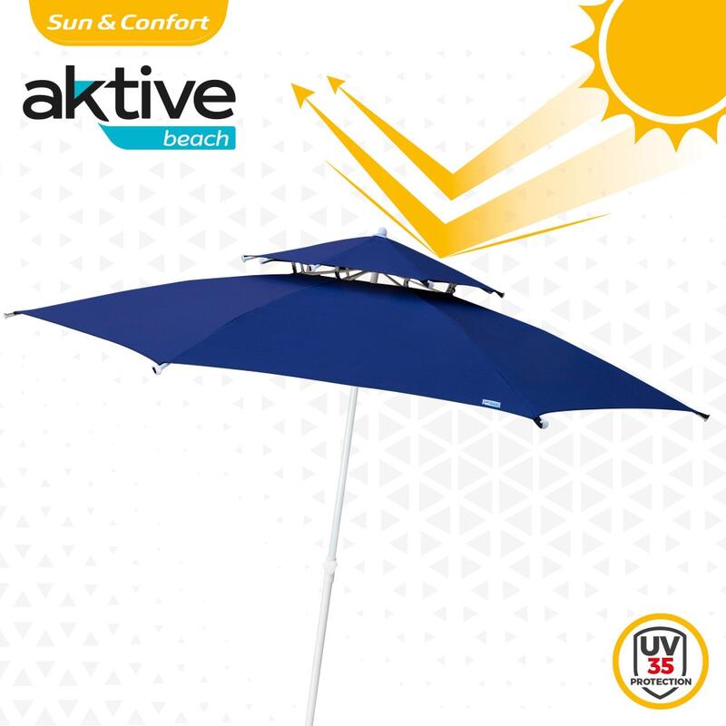 Parasol octogonal 280 cm double toit et protection UV35 + Aktive Beach