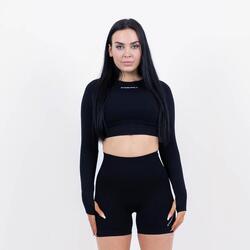 Icon seamless cropped long sleeve Dames - Zwart