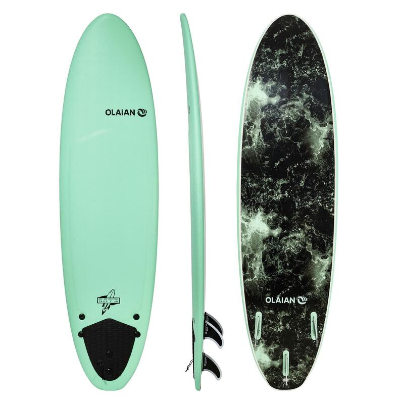 Tweedehands FOAM SURFBOARD 900 7'. Geleverd met 3 vinnen.