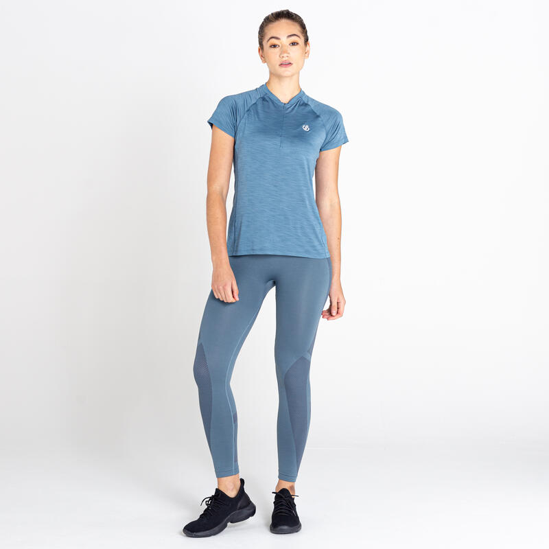 Outdare II Kurzärmeliges Fitness-Shirt für Damen Reißverschluss - Blau