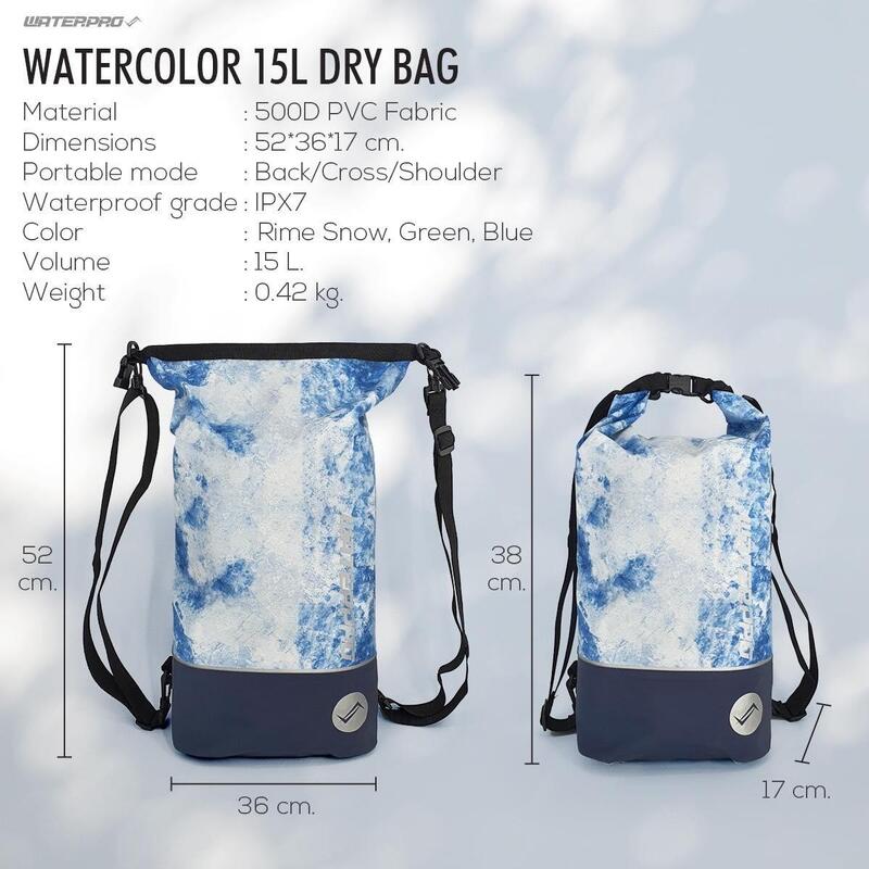 Water Sports Waterproof Bag Printed Dry Bag 15L - Dark Blue