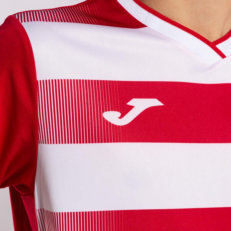 T-shirt manga curta futebol Rapaz Joma Europa v vermelho branco