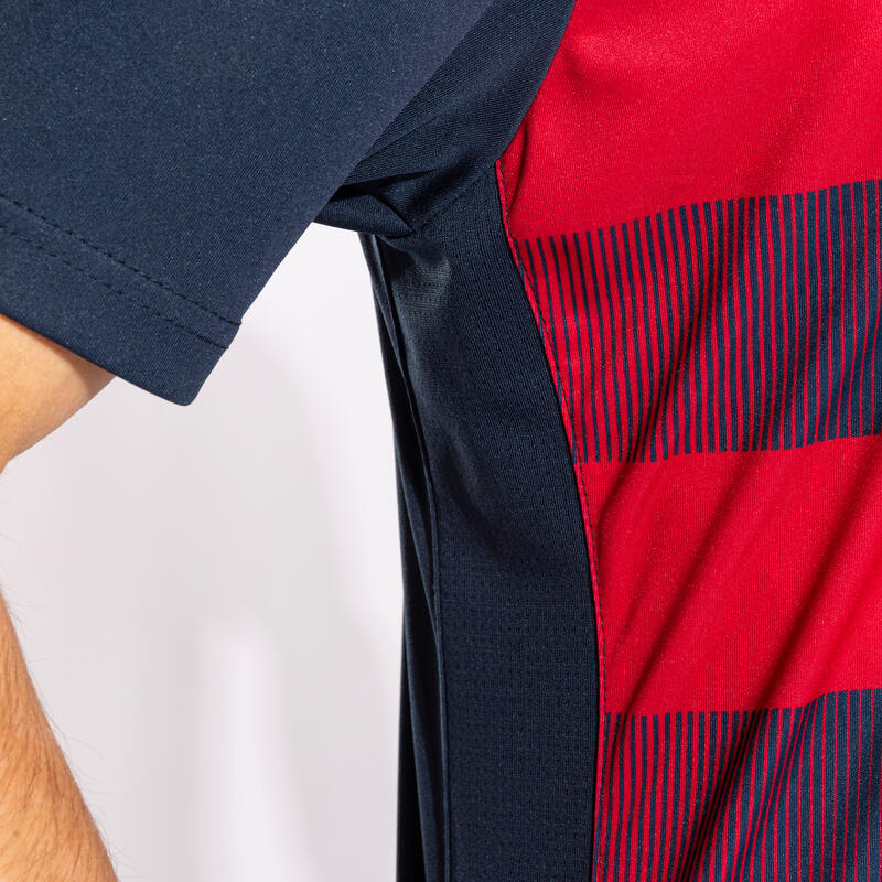 T-shirt manga curta futebol Rapaz Joma Europa v azul marinho vermelho