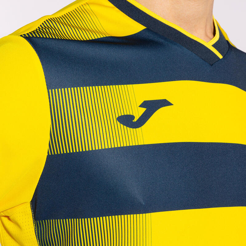 T-shirt manga curta futebol Homem Joma Europa v amarelo azul marinho