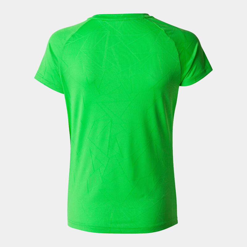 T-shirt manga curta running Mulher Joma Elite ix verde fluorescente
