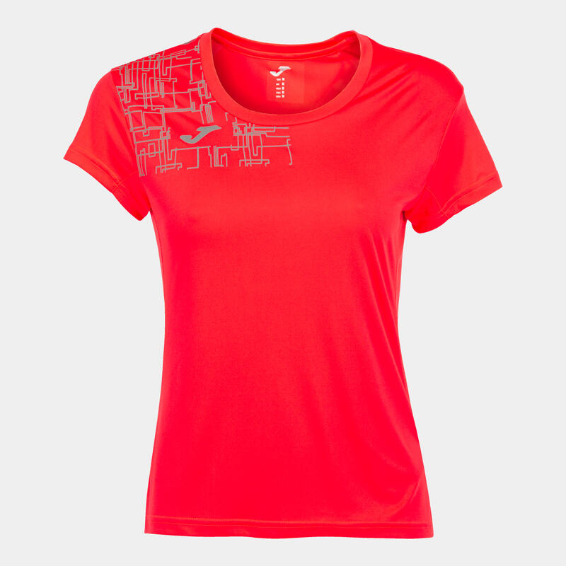 Camiseta Manga Corta Trail Mujer Joma Elite VIII Coral Flúor