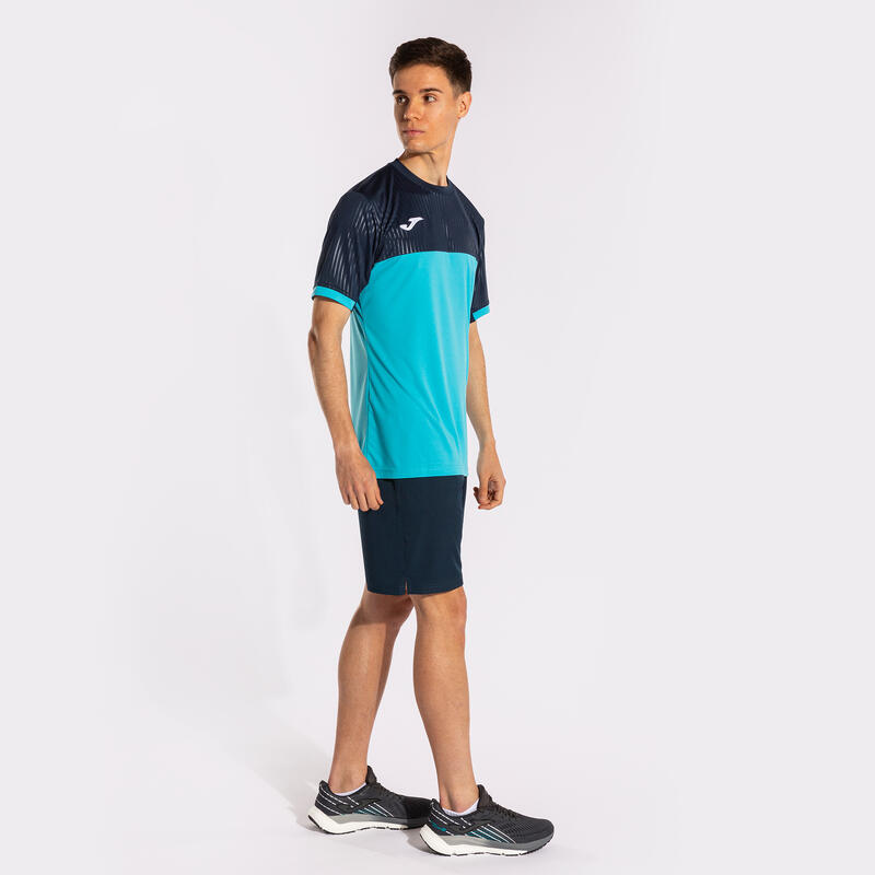 Maillot manches courtes Homme Joma Montreal turquoise fluo bleu marine