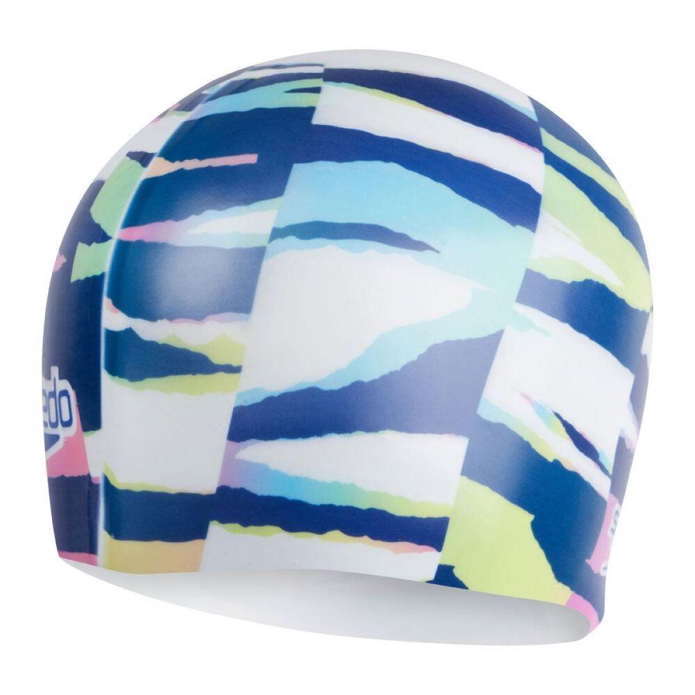 Speedo Digital Printed Cap - White/ Beautiful Blue 2/3