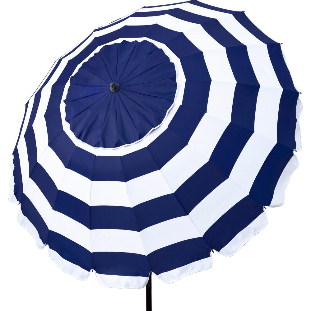 Aktive - Parapluie De Plage Coupe-vent Ø240 Cm Avec Mât Inclinable Et Uv50 Aktive - Parasol - Blanc|bleu - Taille Unique - Decathlon