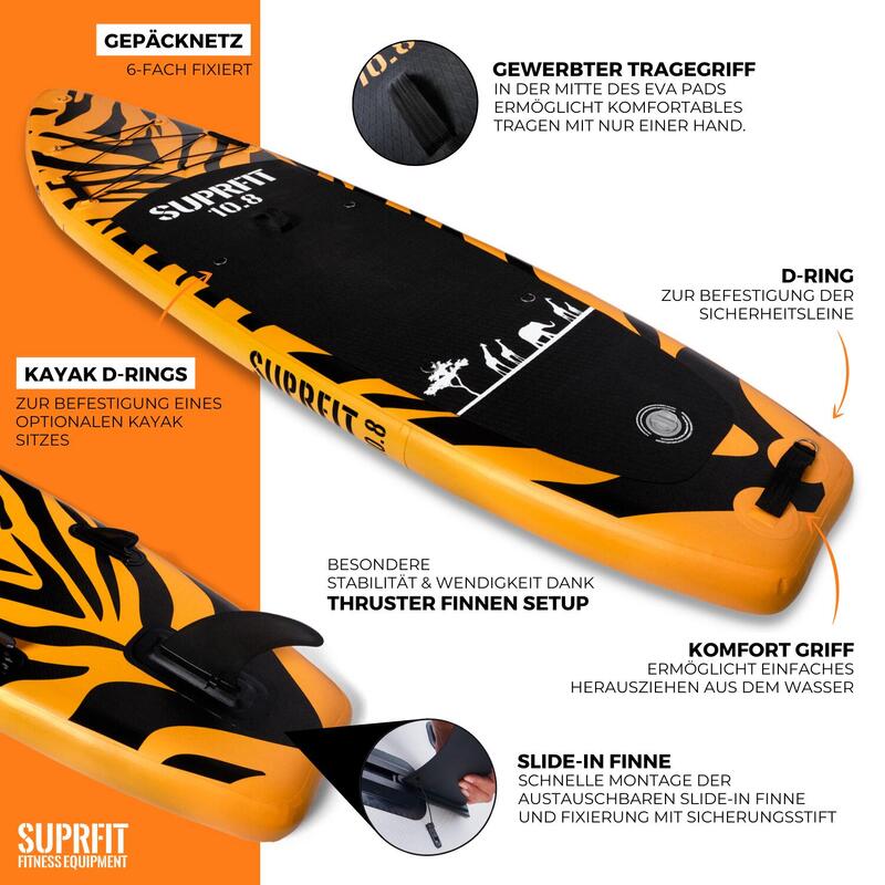 Suprfit Stand Up Paddling Board als opblaasbare SUP Board Set Safari Tiger