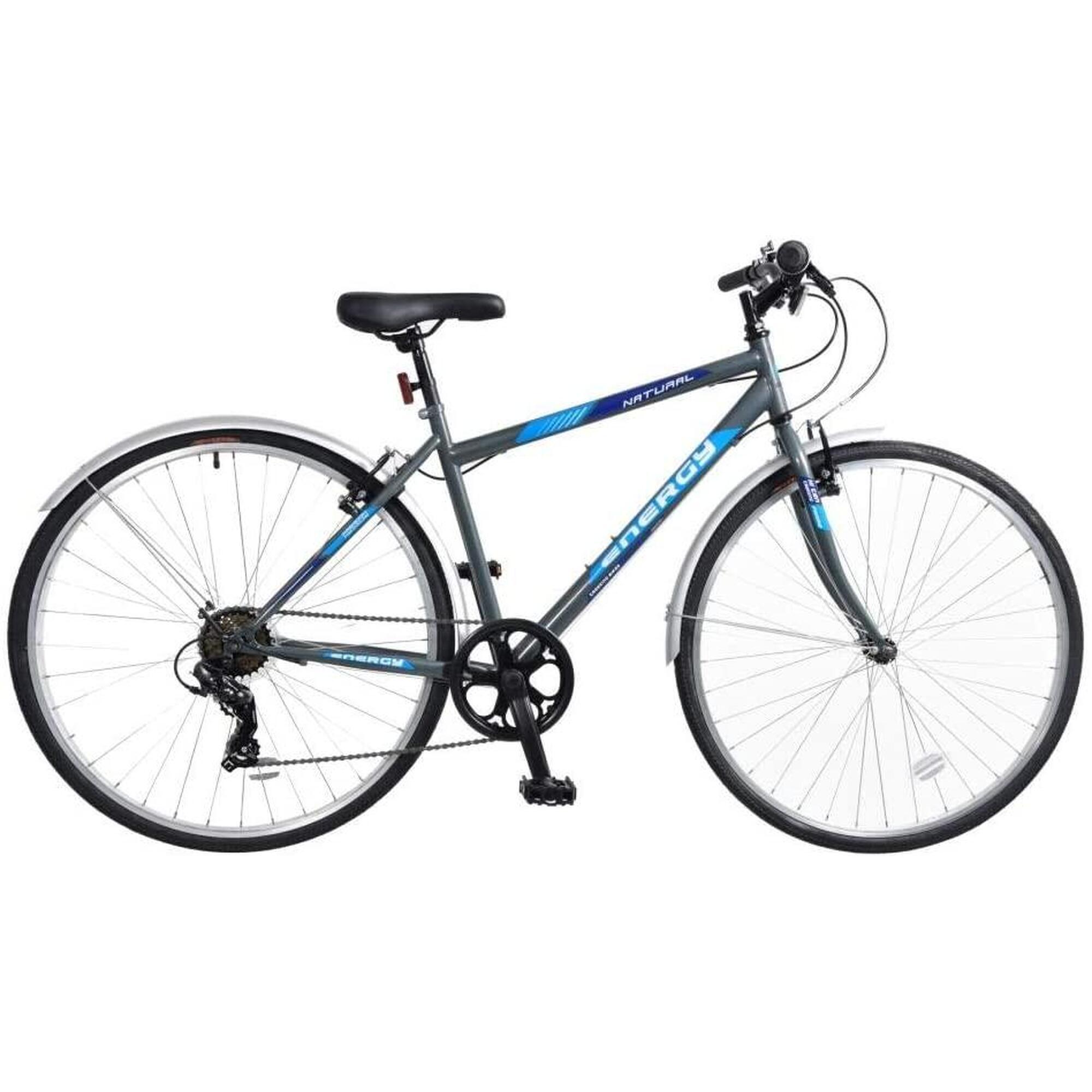 NATURAL ENERGY Natural Energy Mens Crossbar Trekking Bicycle, 700c - Grey