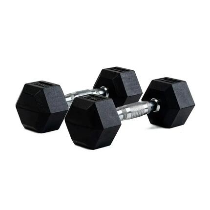Haltères professionnelles hexagonales en caoutchouc 2,5 kg (paire)