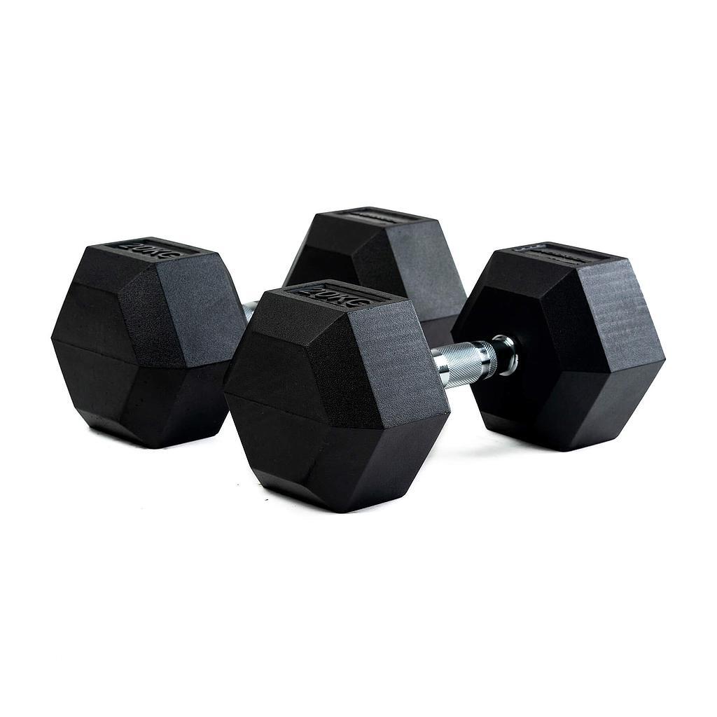Haltères Professionnelles Hexagonales En Caoutchouc 20 Kg (paire)