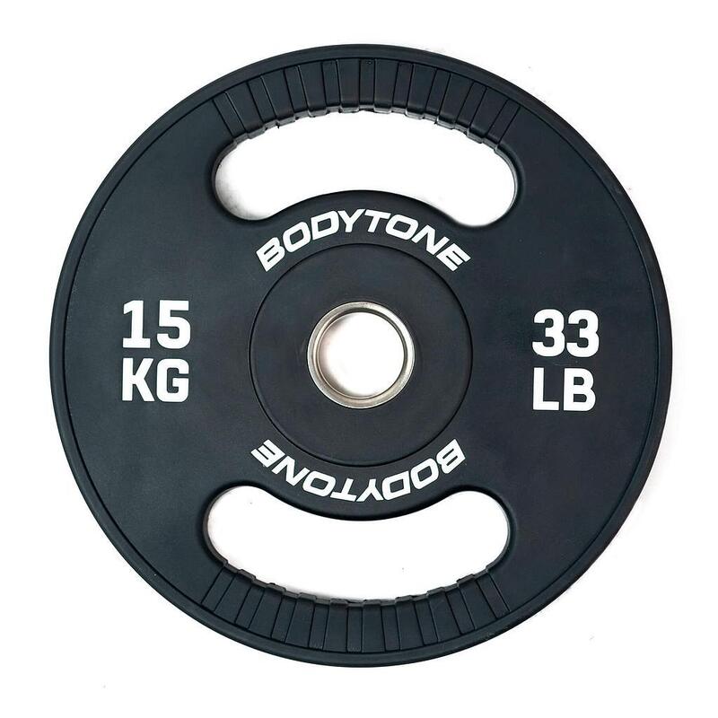 Disque pour haltère Physionics ® Disques de Poids - Set de 2 x 15 kg, Ø 31  mm, avec Revêtement en Plastique - Plaques de Poids pour Haltères, Fitness,  Musculation