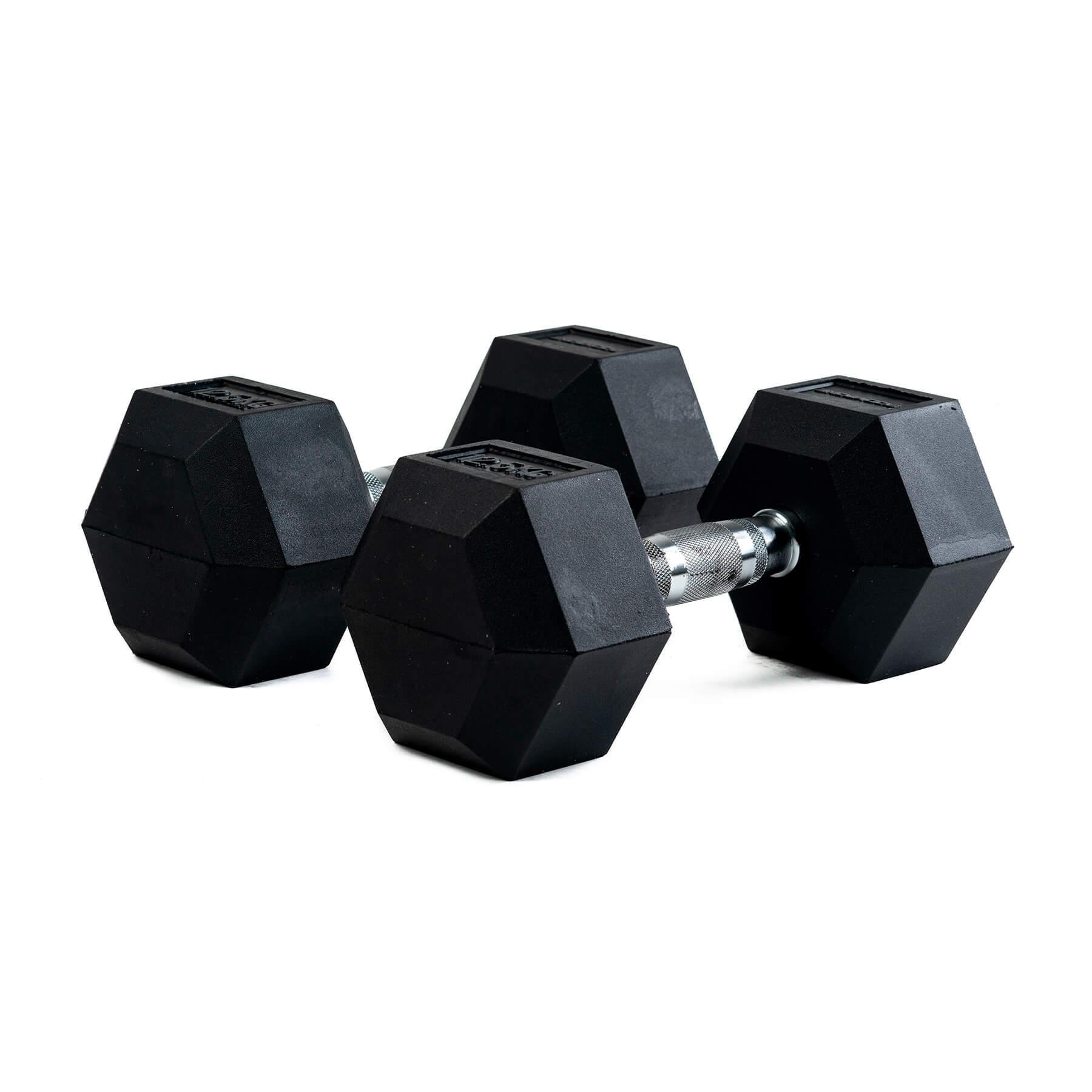 Halteres profissionais de borracha hexagonais 15 kg 2/5