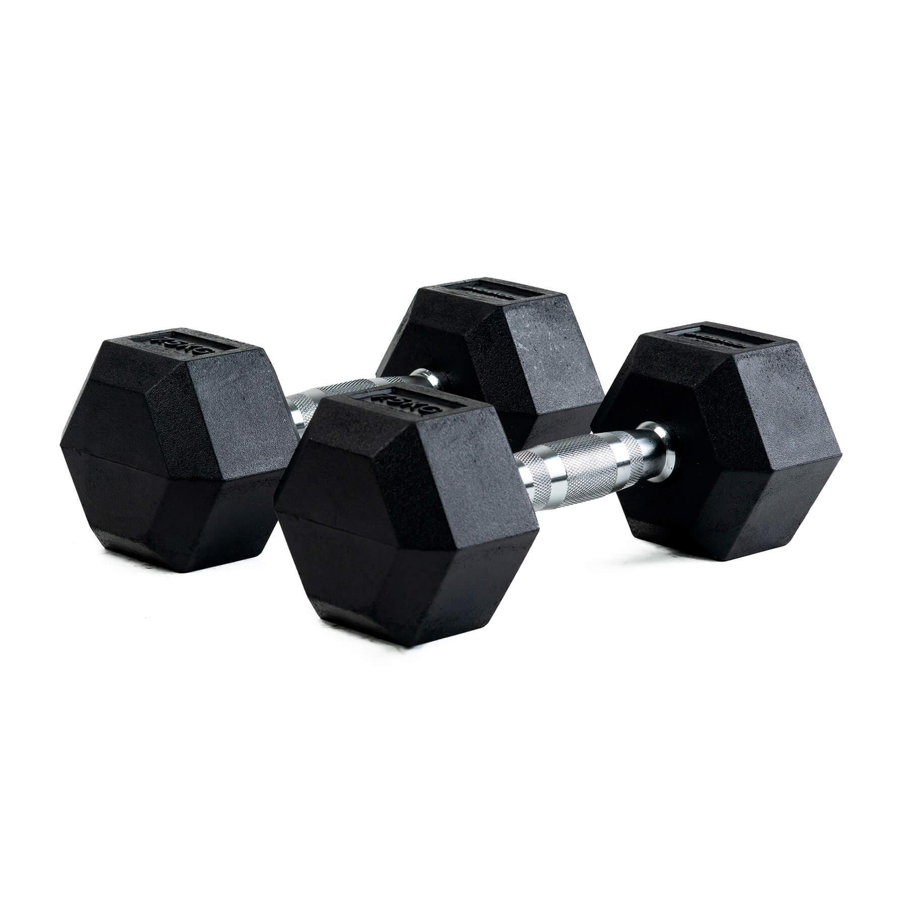 Halteres profissionais de borracha hexagonais 7,5 kg 2/5