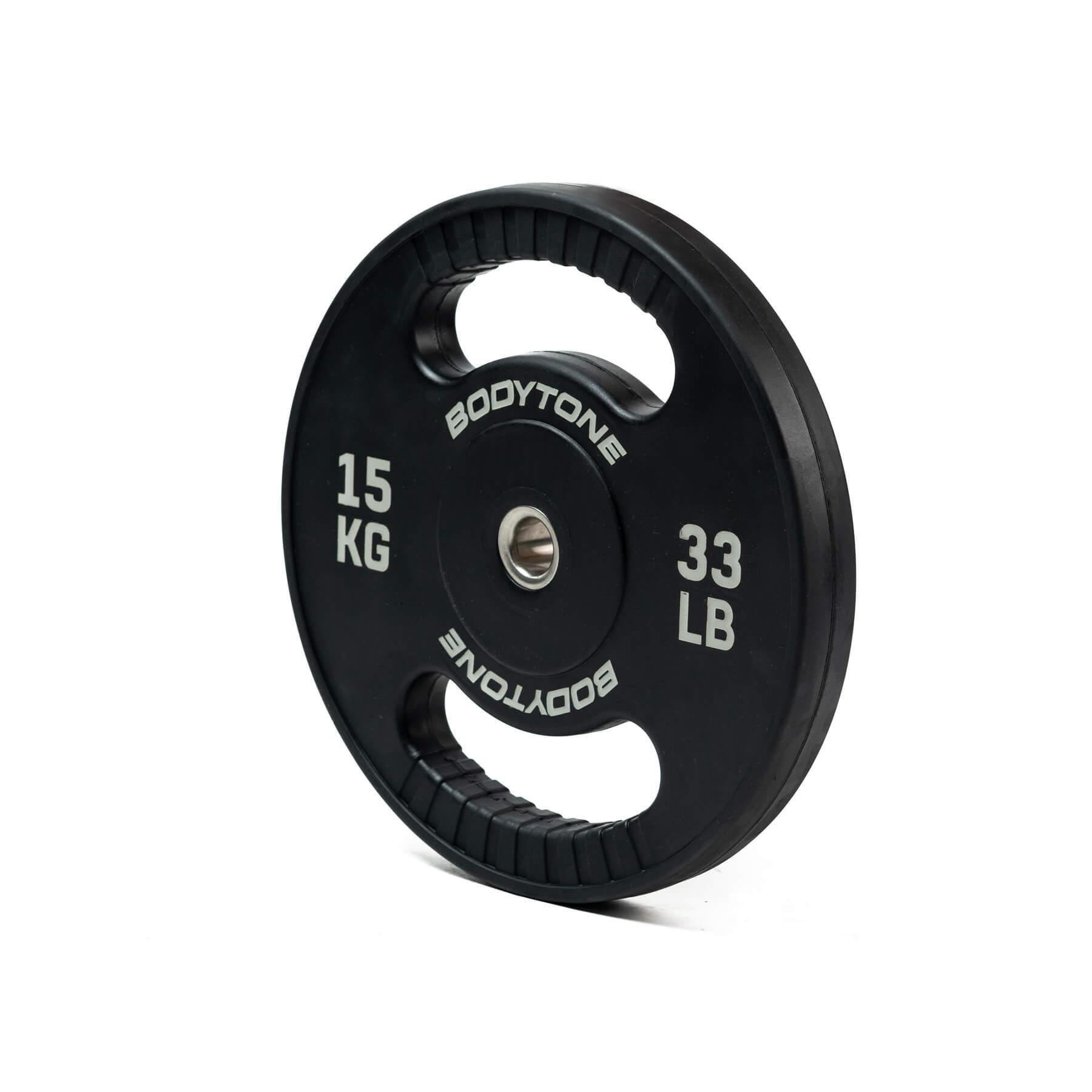 Disco de goma profesional de 15 kg con agarre (28mm) 28/15 5/5