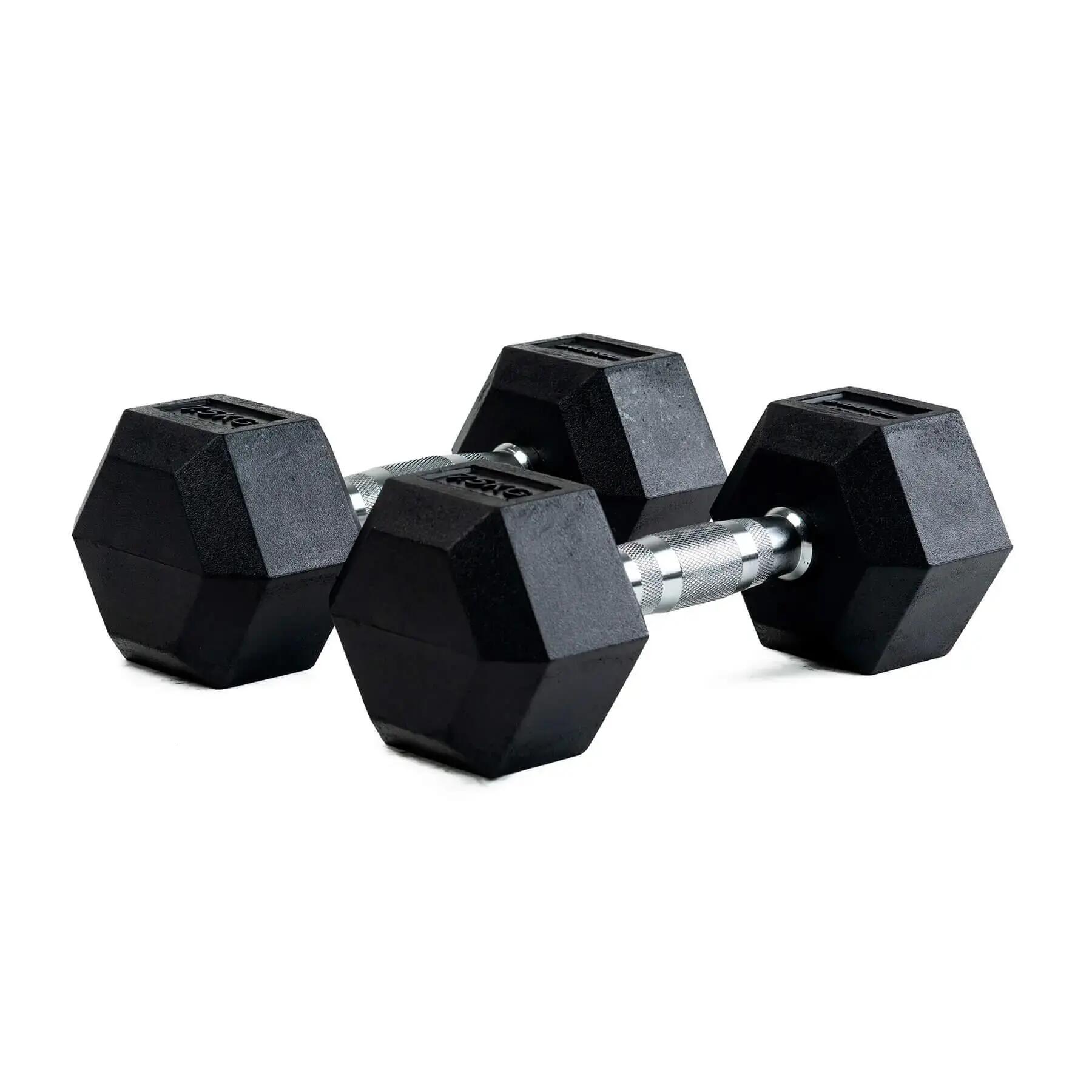 Haltères professionnelles hexagonales en caoutchouc 7 kg (paire) 2/5