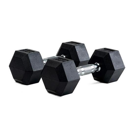 Haltères professionnelles hexagonales en caoutchouc 7 kg (paire)