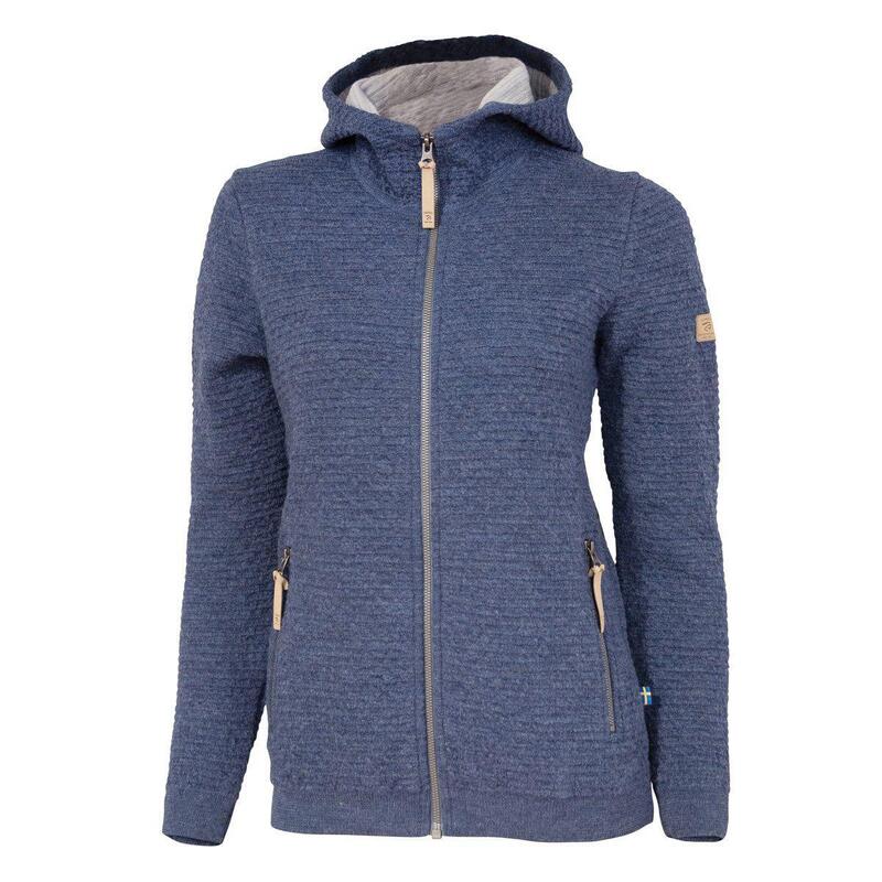 Strickjacke Morel Hood FM für Damen aus Wolle - Denim Blue