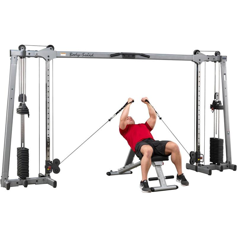 Croisement de câbles Body-Solid GDCC250 Deluxe avec 2 poids de 75 kg