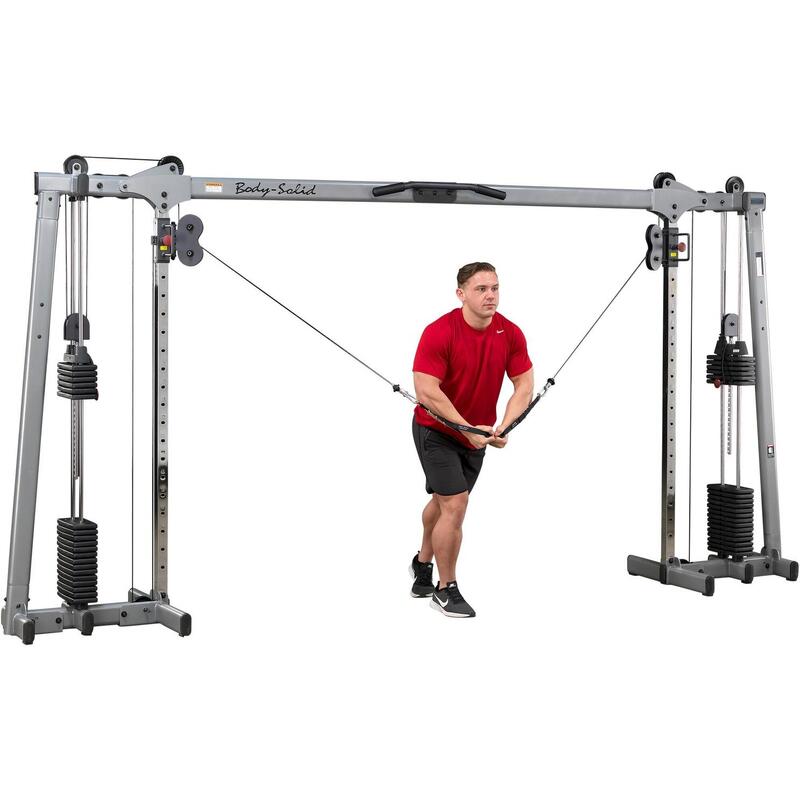 Croisement de câbles Body-Solid GDCC250 Deluxe avec 2 poids de 75 kg