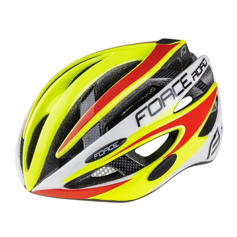 Casca Force Road, fluo/alb/rosu S-M 54-58 cm