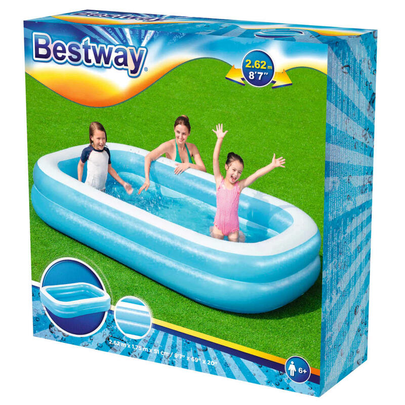 Piscina insuflável retangular 262x175x51cm azul e branco Bestway