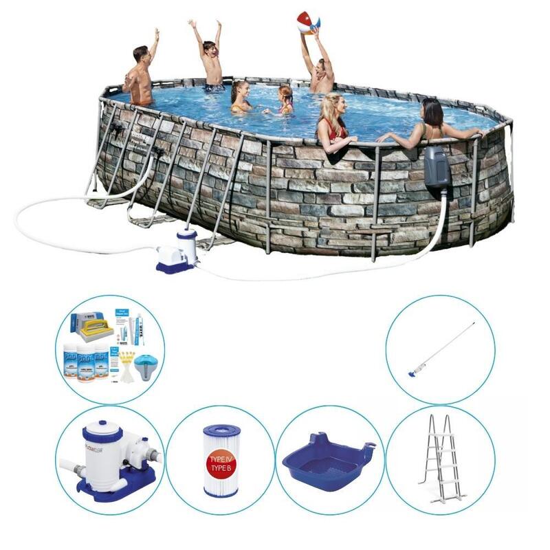 Piscine avec accessoires - Bestway Power Steel Stone Spa Jets 610x366x122 cm