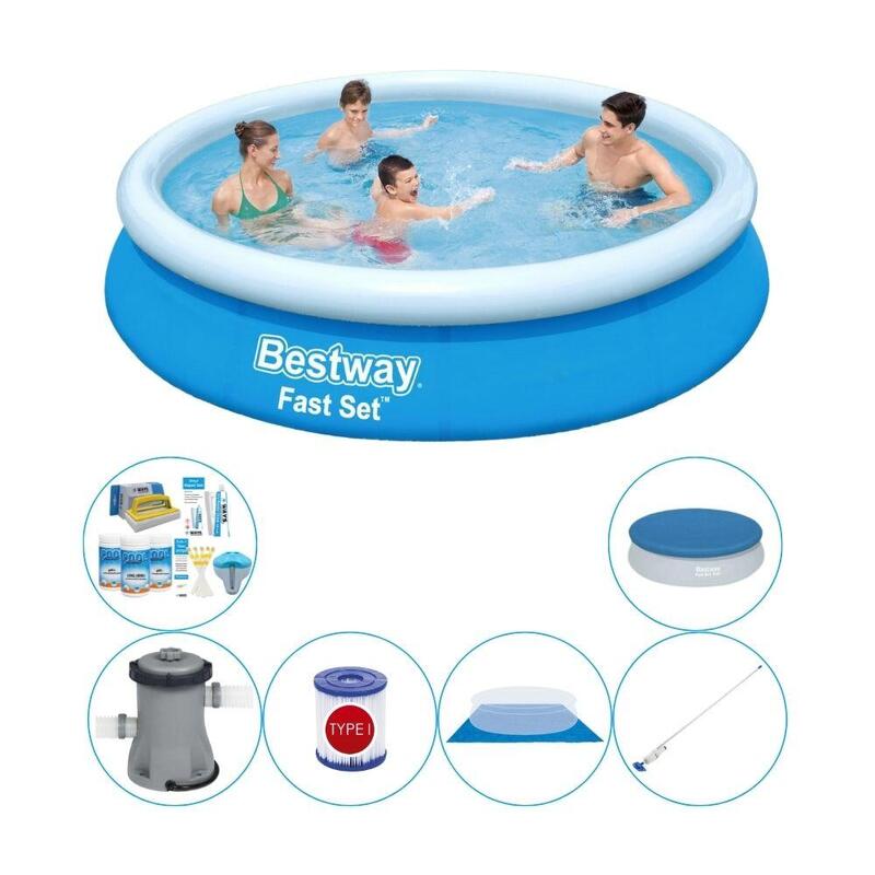 Offre combinée de piscine - Bestway Fast Set Ronde 366x76 cm