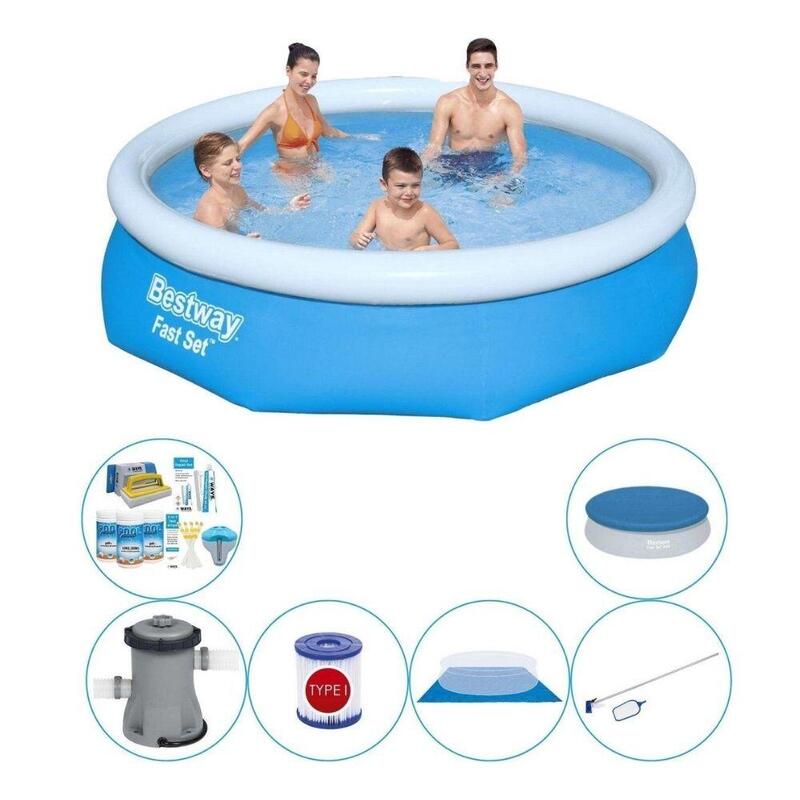 Bestway Fast Set 305x76 cm Rund -Swimming Pool Plus Zubehör