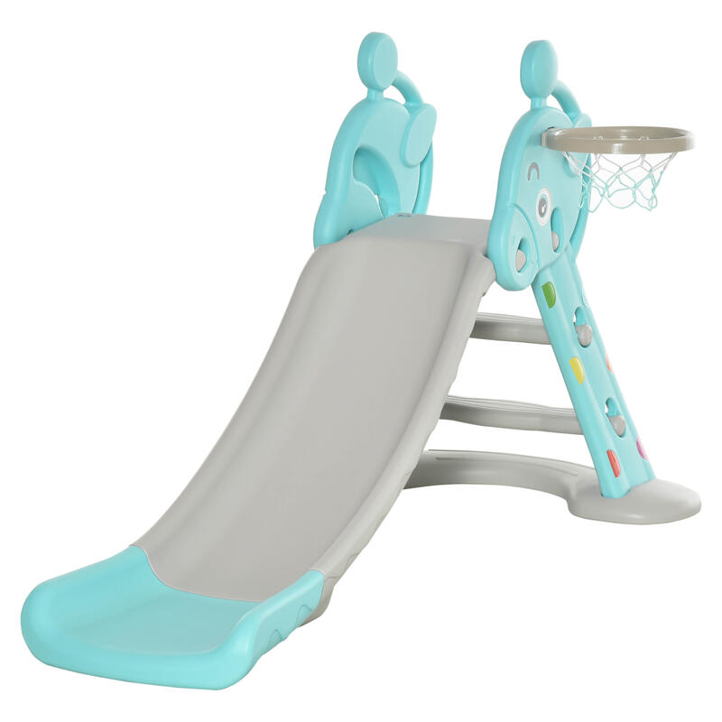 HOMCOM Scivolo e Canestro Interno ed Esterno Bambini 2-4 Anni 147x82x85.5cm