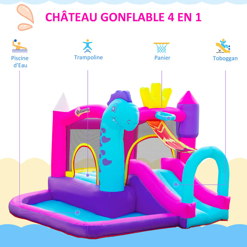 Château gonflable enfant - gonfleur, sac de transport - Oxford multicolore
