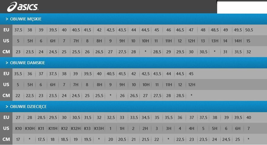 Chart Asics Trainers Sizing Asics Running Shoes Shoe Sizes Asics