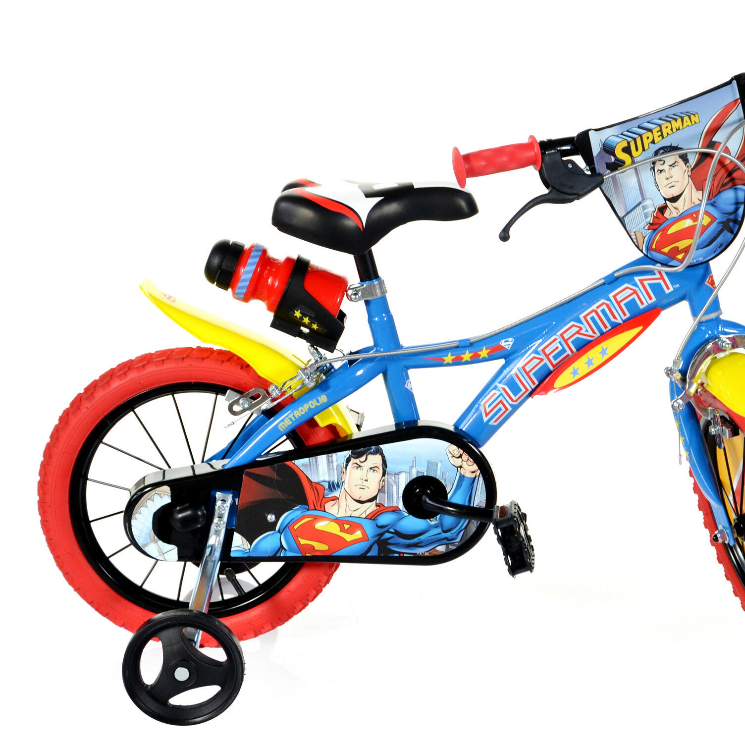 Dino Superman Kids Bike - 16in Wheel 3/4