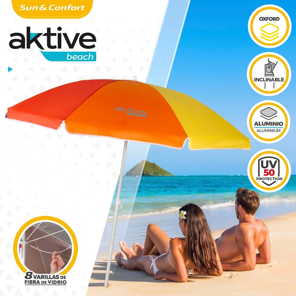 Aktive Parapluie de plage 8 mâts 180 cm multicolore 2/7