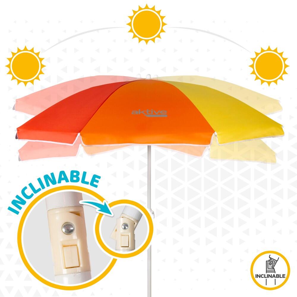 Aktive Parapluie de plage 8 mâts 180 cm multicolore 5/7